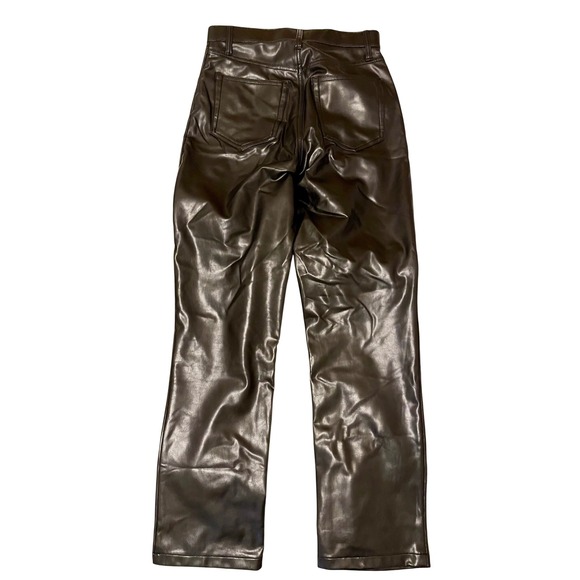 Abercrombie 90s Straight Faux Leather Jeans Black Size 4 High Rise - Picture 7 of 9